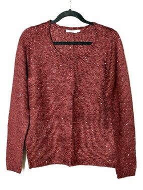 Women’s Sequin Detail Knit Sweater - Burgundy